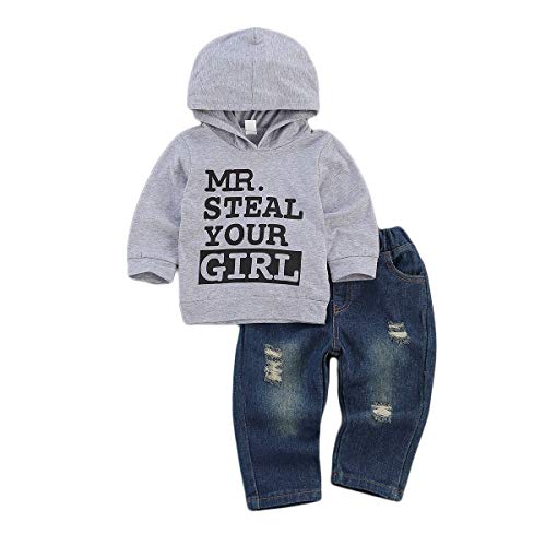 Image of Toddler Baby Boy Outfits Hoodie Sweatshirts & Jeans Clothes Set Fall Winter 6 9 12 18 24 Months