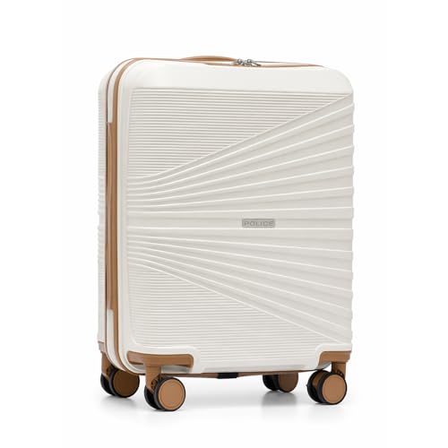 Image of Police Origine Cabin Trolley | 65L Capacity TSA Lock 8 Smooth 360 Spinner Wheels Telescopic Handle PP Hard Shell | Lightweight 20 inch Cabin Luggage for Travel & Weekend Trips (Beige /TAN)