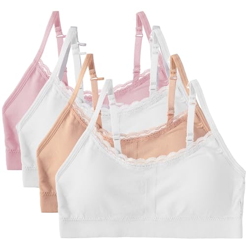 Girls Padded Training Bra Pack – Crop Cami Training Bras for Girls - Seamless Bra Design with Removable Padding