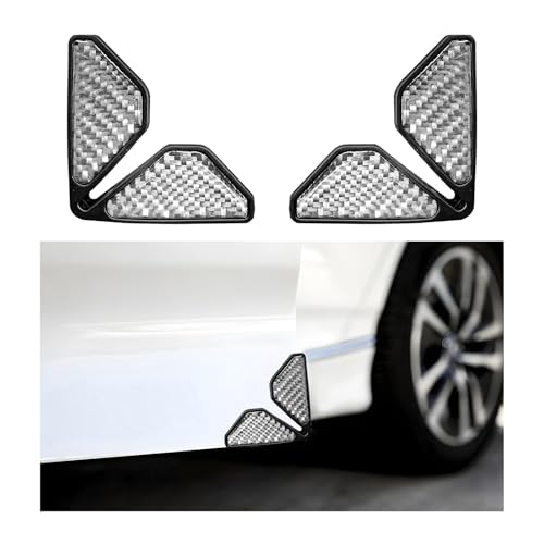 DXNQ 2 PCS Car Door Corner Protector Edge Guards, Real Carbon Fiber Anti-Collision Car Door Edge Protector, Self-Adhesive Decorative Auto Corner Protect, Vehicle Exterior Accessories (Silver)