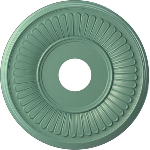 Image of Ekena Millwork CMP16BEFSM Berkshire Thermoformed PVC Ceiling Medallion (Fits Canopies up to 7 inch), 16 inchOD x 3 1 /2 inchID x 1 inchP, Universal Pearl Metallic Sea Mist