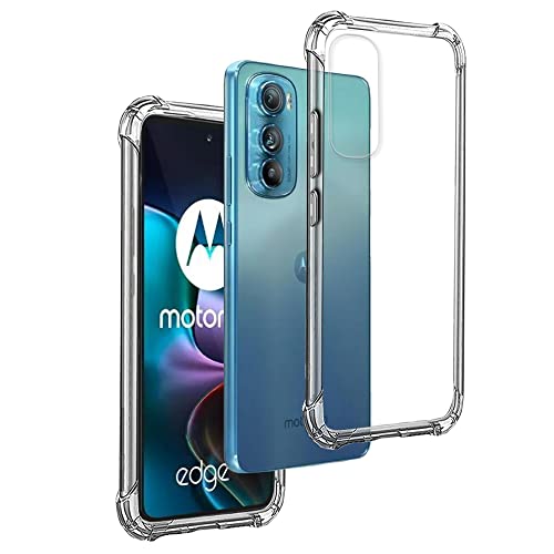 REY Funda Anti-Shock Gel Transparente para Motorola Moto Edge 30 4G, Ultra Fina 0,33mm, Esquinas Reforzadas, Silicona TPU de Alta Resistencia y Flexibilidad
