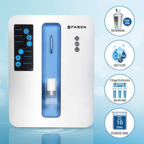 Image of Faber Casper RO + UV + MAT, 10 Liters, 7 Stage Mineral Water Purifier with Upto 2500 TDS, White