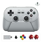 8BitDo Pro 3 Bluetooth Controller for Switch/Switch 2, TMR Joysticks, Programmable Pro Back Buttons&R4/L4 Bumpers, Hall/Tactile Triggers, Swappable ABXY Buttons, for Windows,Apple,SteamOS,Android,Grey