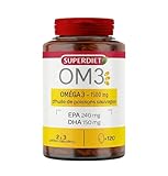 SUPERDIET OM3   Oméga 3 1500 mg d'huile de poisson sauvages   Fonction cardiaque, cerveau, vision   Maxi format   120 capsules