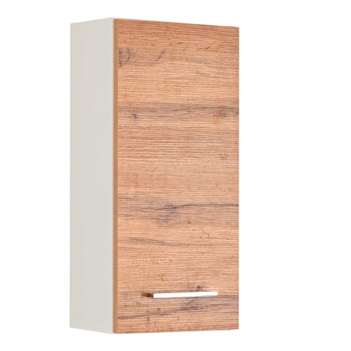 Wandschrank, 30 cm, 1 Tür, Weiß / Eiche Wotan