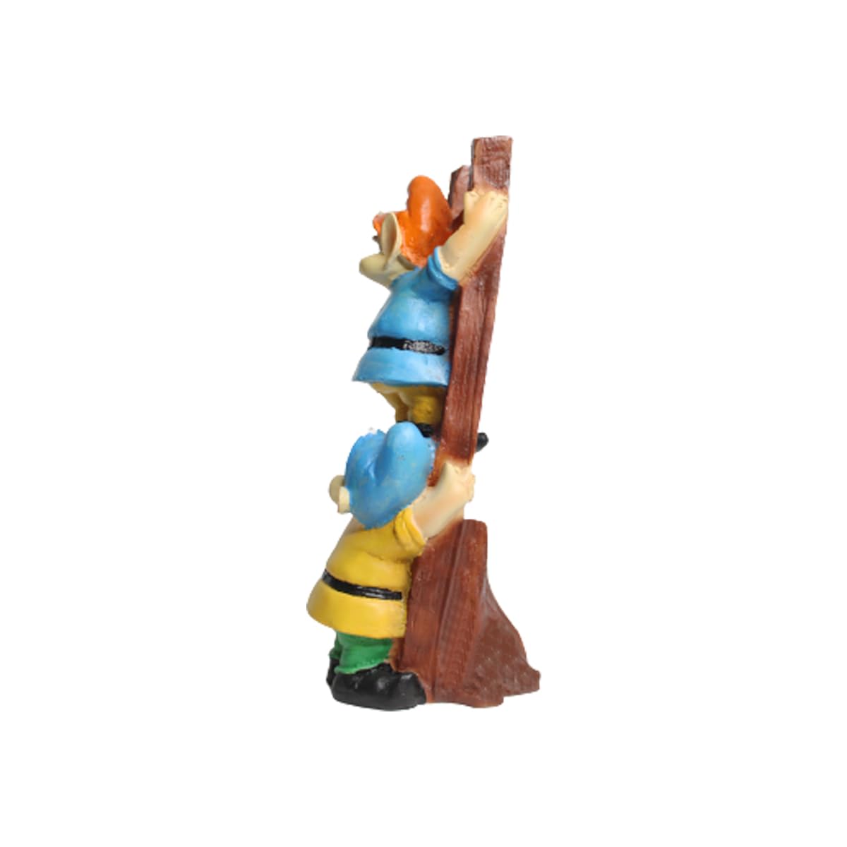 Wonderland Resin Gnome/Dwarf Climbing Stairs Statue (Blue & Orange), 1 Piece 3