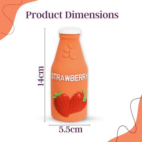 Image of Foodie Puppies Natural Latex Squeaky Play Drink Chew Toy - (Strawberry Juice Toy) for Small to Medium Dogs | Durable, Interactive, Fetch & Chew Safe Play Toy | Reduce Separation Anxiety