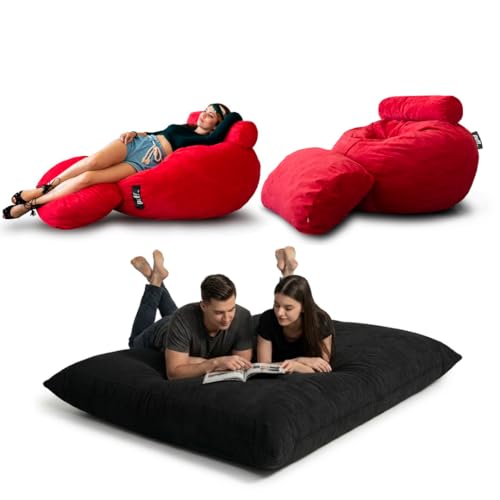 El Mejor Listado de Sillon Tipo Puff - los preferidos. 42 Puff - Sillón 2 en 1 con Cama Matrimonial con Cojín y Taburete para Adultos Relleno de Hule Espuma (Puff: 100x50 cm, Cama:140x180 cm) Cómodo y Resistente Acabado en Tela Tipo...