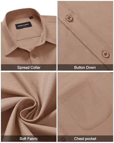 Image of Alimens & Gentle Men's Short Sleeve Dress Shirts Wrinkle Free Untucked Casual Button Down Shirt