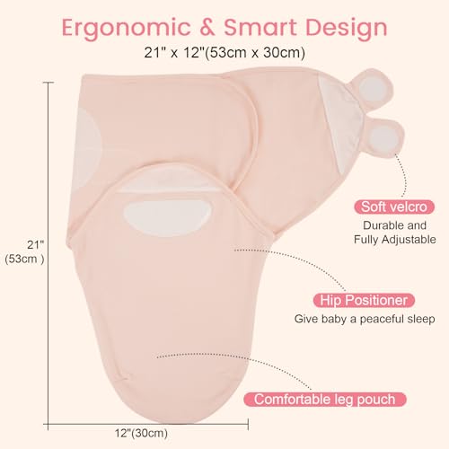 Image of david's kids 100% Cotton 3 Pack Baby Swaddle Wrap for 0-3 Months, Soft Breathable Swaddle Blanket for Newborn Infant, Adjustable Baby Wrap Sleep Sacks for Girls, Newborn Essentials, Pink Floral