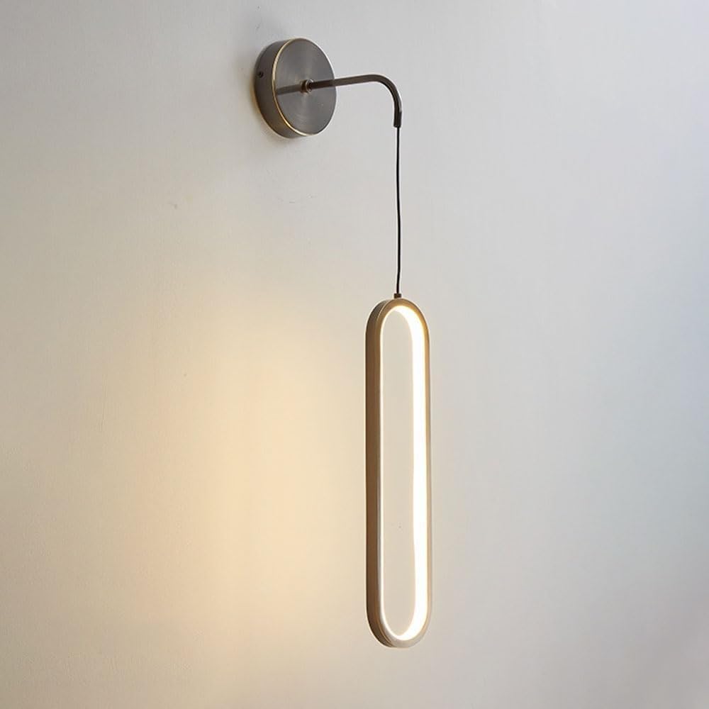 CWCQGH Wall Lamps Sconces Copper Wall Lamp Linear Wall Sconce Wall Mount Light Living Room Decor Wall Lighting Fixture 18W 3 Color Mode Wall Sconces for Bedroom Bedside Hallway-,Svart