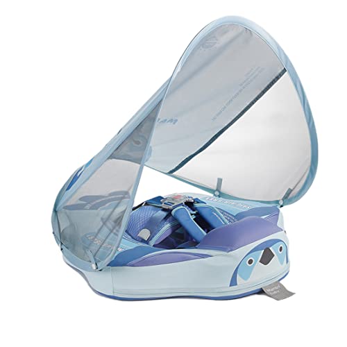 Image of Mambobaby Float Newest Baby Pool Float with Canopy UPF 50+, Non Inflatable Baby Floats for Swim Pool, Add Tai Size Improved Baby Floatie for Aged 3-24 Months Infants Swimming Training(Blue-Bird)