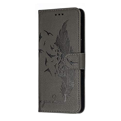 JSLY – Capa de couro com textura Litchi horizontal com carteira e suporte e compartimentos para cart