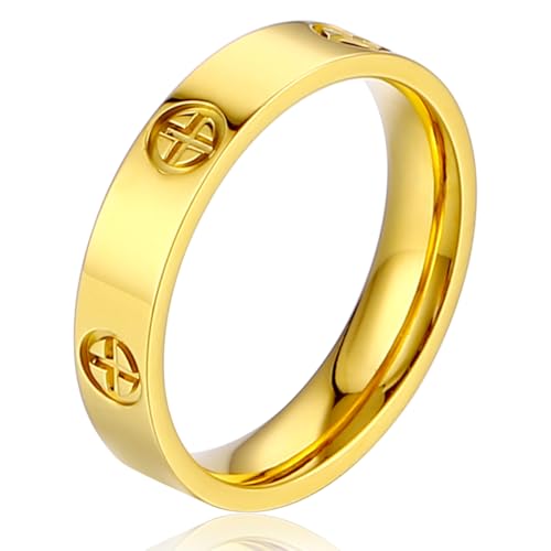Women's Stainless Steel Wedding Ring 18K Gold Love Ring Friendship Engagement Wedding Jewelry, Promise Ring Mother's Day Christmas Birthday Gift, Size 5-10