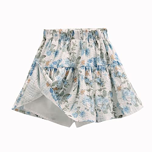 Girls & Toddler's Floral Sequin Ruffle Midi Skirts Blue #TOP3