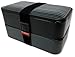 GRUB2GO THE ORIGINAL Japanese Bento Box (2020 Exclusive Black & Gray Design) w/ 2 Dividers + Larger Utensils w/Holder - Leakproof Lunch Container
