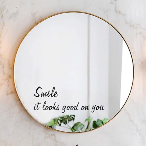 Image of Smile 'Looks Good on You' Mirror Decal, Positive Vinyl Decal for Kids & Teens' Bathroom