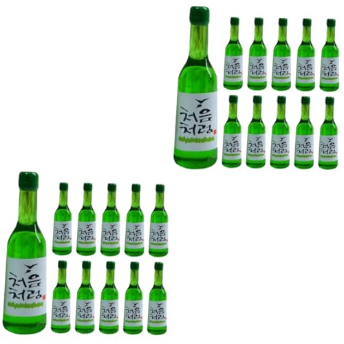 Cabilock 2sets Simulated Rice Wine Mini Bottles Decor Korean Rice Wine Bottles Soju Wine Toy Resin 15pcs*2