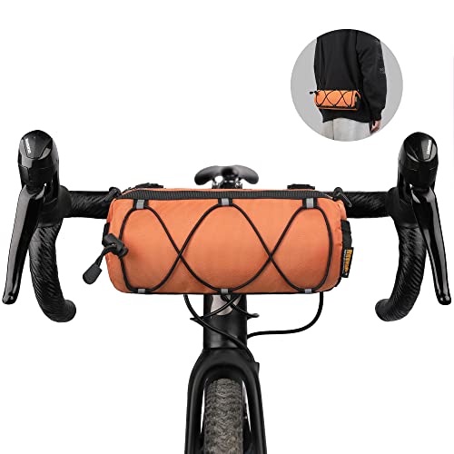 Rhinowalk - Borsa da manubrio per bicicletta, borsa contenitore anteriore con tracolla, per bici da strada, mountain bike, ciclismo e cicloturismo (arancione)