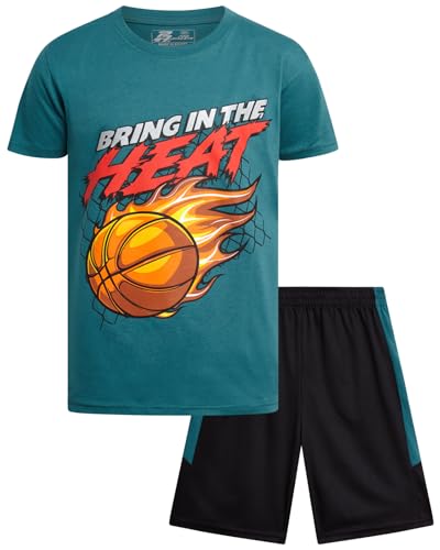 Image of Pro Athlete Active Boys Short Sets - 2 Piece Performance Crewneck Short Sleeve T-Shirt and Shorts Boys Athletic Sets (8-16)