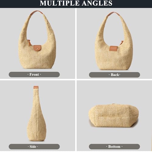 Bolso de paja tote suave para mujer verano playa miniatura 5