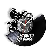 30cm Orologio Vinile Orologio da parete con disco in vinile Moto Cross Orologio da parete per motociclisti per sport estremi Orologio da parete Accessori per bici da cross Orologio da record in vini