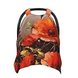 Baby Car Seat Canopy Cover for Mom, Soft Breathable Nursing Breastfeeding Covers Multi Use Stroller Sun Shade Newborn Shower Gift，Oil Painting Red Flower