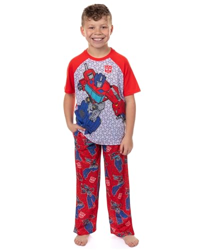 INTIMO Transformers Pajamas Boys Raglan Short Sleeve and Pant PJ Set (Optimus 6/7)