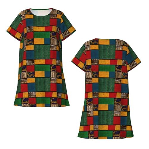 Chemise de nuit ample patchwork imprimé africain pour masquer les formes - 4
