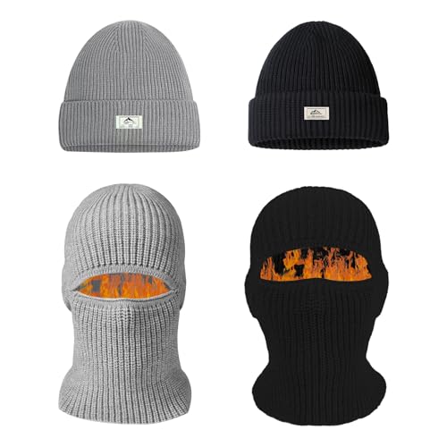 BSITSSS 2 Stück Sturmhaube 2 in 1 Mützen, Winddicht Warm Sturmmaske, Hohe Elastizität Balaclava, Skimaske für Herren Damen, Strickmützen für Motorrad, Fahrrad, Radfahren, Outdoor Sports