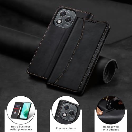 Image of Jasonyu Cover for Honor 400 Lite Flip PU Leather Case, Book Wallet Cover, Stand Function, Magnetic, Card Slots, TPU Bumper Case (Black)