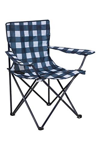 Mountain Warehouse Patterned Folding Chair - Cup Holder, Compact - For Festivals, Garden, Spring, Summer & Travel Blue One Size