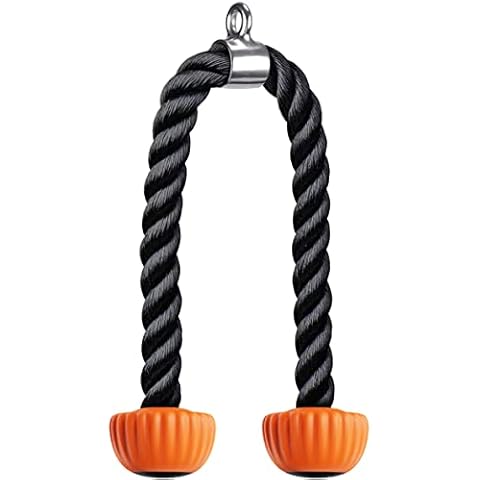 SELEWARE Tricep Rope Cable Machines Attachments for Gym, Universal Tricep Pull Down Rope with Soft Rubber Ends, Heavy Duty Exercise Rope for Triceps Biceps Back Shoulders (Orange, 92cm) Cover
