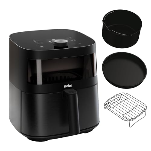Friggitrice ad aria Haier Serie 5 con set di accessori, 9 in 1, Display, Cuocere, Arrostire, Grigliare, Cottura Lenta, Scongelare, Yogurt, 7L, [Nero]