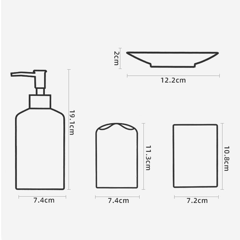 Ensemble de salle de bain en céramique 4 pièces blanc - 7