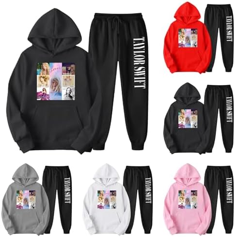 Tay𝗹𝗼𝗿 Swift Sweatsuit Outfits for Kids Girls 2 Piece Set Long Sleeve Hoodies Jogger Sweatpants Lounge Set Fall Tracksuit
