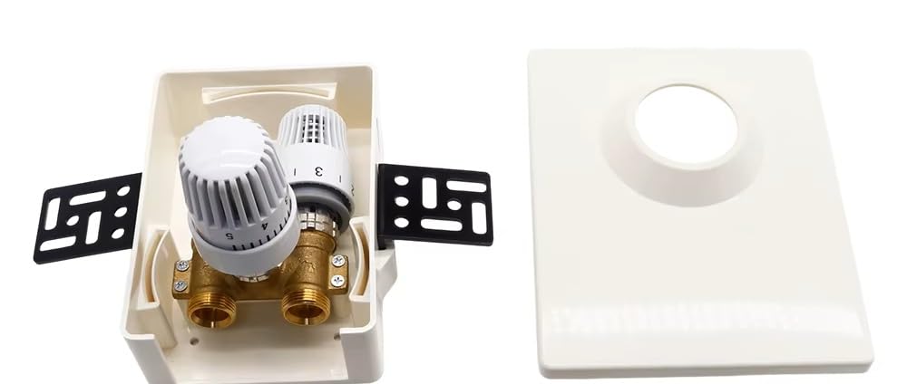 SHK-KONTOR Multibox K-RTL Unterputz-Wandeinbaukasten, Weiß RAL 9016, mit Thermostatventil und Rücklauftemperaturbegrenzer, Einbautiefe 60 mm, für Einzelraumtemperaturregelung