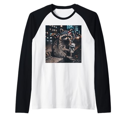 Funny Racoon Drinking Beer Patriotic 4th of July Meme Raglan Baseball Tee