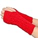 UTTPLL Fingerless-Crochet-Thumbhole-Warmers-Mittens Women Winter Warm Arm Warmers Cable Knitted Gloves Accessories for Typing Driving Cosplay Christmas Red