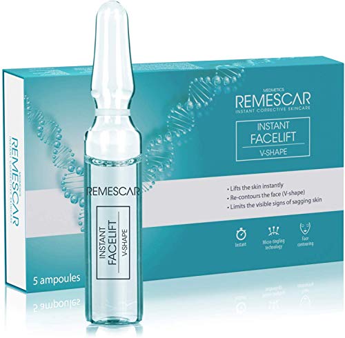 Remescar - V-Shape Ampoules - Instant Facelift Serum - Wrinkle Reduction - Re-Contours The Face - Tightens Skin - Collagen Booster - Instant Results