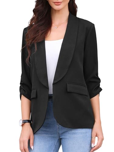 Blazer manches 3/4 femme pour tenue de bureau élégante et veste de mi-saison