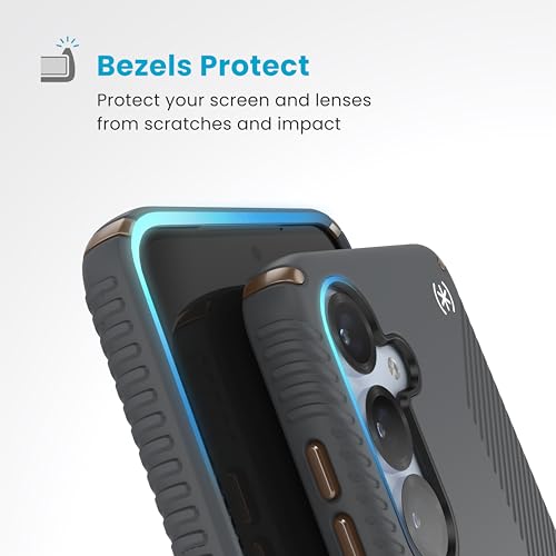 Image of Speck Samsung Galaxy S25 Case - Presidio 2 Grip + Magnet, 13-Foot Drop Protection, No-Slip Grips, Raised Bezel, Enhanced Buttons, Charcoal Grey /Cool Bronze