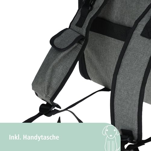 Kerbl Pet Hunderucksack Vacation, Hundetasche, Hundetransport, grau, blau, 43x24x30cm, Oxfordgewebe, kleine Hunde, Katzen, robust, schmutzabweisend