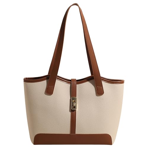 Bolso tipo tote para mujer de poliuretano (PU), bolso vegano con cremallera, bolso ligero para trabajo y uso casual miniatura 1