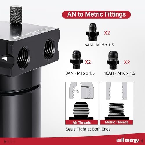 EVIL ENERGY Oil Catch Can, 300ml Baffled Catch Can Kit, Universal Aluminum Air Oil Separator 2 Port with 6AN/8AN/10AN Fuel Hose Fittings by EVIL ENERGY - Used condition - Image 5
