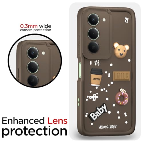 Image of Pikkme Back Cover for Redmi 15 5G | 3D Bear Silicone Cute & Fun Coffee Cartoon | Full Body Protection Bumper Case (Brown)