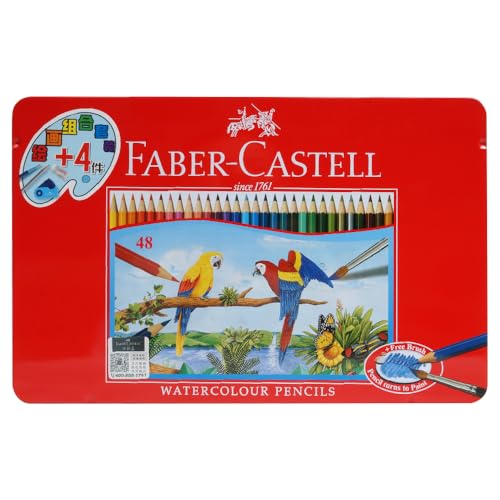 Crayons aquarelles pour dessin et peinture Faber-Castell set 48 couleurs en étui métallique