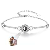 Pulsera de proyección de fotos personalizada con color plata/oro rosa, pulsera personalizada para parejas, joyería de regalo para hombres y mujeres, regalo personalizado para el día de San Valentín