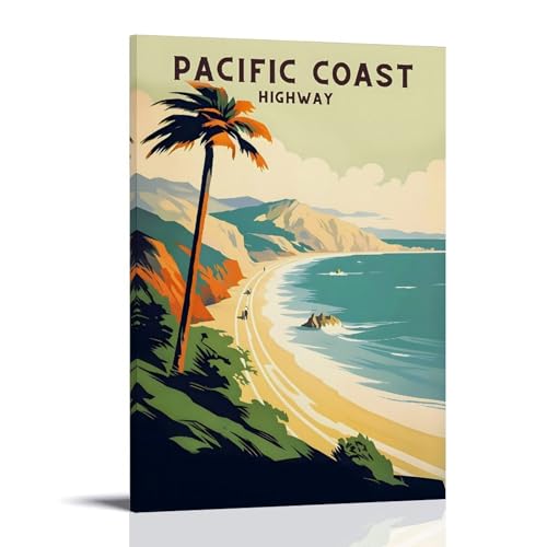 Affiche Côte Pacifique Highway Toile Voyage Idéale pour Remplacer un Cadre Vide
